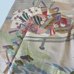 付下げ 金駒刺繍 姫 本金箔 上品な地紋 紋無し 正絹 着物 MK-5246