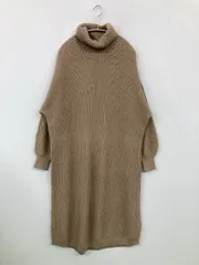 earth music&ecology アースミュージックアンドエコロジー ワンピース F ベージュ ニット 無地 長袖 ひざ丈 タイト