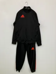 adidas アディダス セットアップ M ブラック ジャージ 無地 ブランドロゴ ライン柄