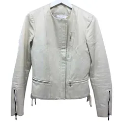 クロエ Chloe ライダースジャケット ノーカラー オフホワイト コットン100% サイズ34 中古のサムネイル