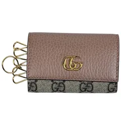 グッチ GUCCI GGマーモント 6連 キーケース ダブルG キーフック キーケース コーティングキャンバス レザー ブラウン 735605 レディース 【中古】