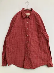 Eddie Bauer エディーバウアー シャツ/ブラウス L レッド コットン チェック柄 ミドル丈 長袖 ボタンダウン