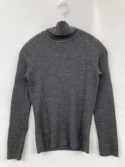UNIQLO ユニクロ ニット/セーター S グレー ウール・ニット 無地 ミドル丈 長袖 タートルネック/ハイネック
