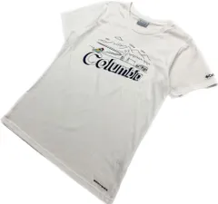 Columbia ☆ 手書きプリント◎ 半袖 Tシャツ M レディース ホワイト 登山 アウトドア キャンプ スポーツ タウンユース コロンビア■AH157
