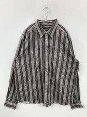 Eddie Bauer エディーバウアー シャツ/ブラウス XL ネイビー コットン ストライプ柄 ミドル丈 長袖 レギュラーカラー