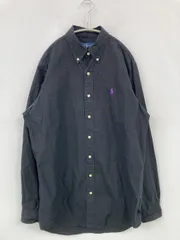 Ralph Lauren ラルフローレン シャツ/ブラウス M ブラック コットン 無地 ワンポイント 刺繍 ロング丈 長袖 ボタンダウン