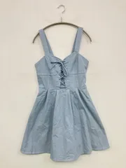 nohea ノヘア ワンピース M スカイブルー デニム コットン 無地 袖なし ショート・ミニ丈 フレア