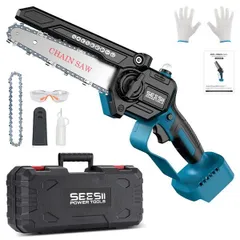 6(本体のみ) 【2026年最新型】 SEESII 充電式チェーンソー 6インチ 電動ハンディチェーンソー 小型のこぎり 工具不要チェーン調整 給油機能 強力・軽量・片手操作可 竹・木材・枝の切断や薪作りに最適 18V互換 【本体のみ・別売】日本語取扱説明書付