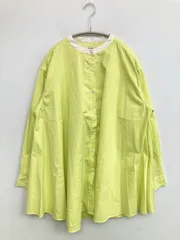 niko and ... ニコアンド シャツ/ブラウス M ライトグリーン コットン ストライプ柄 ミドル丈 長袖 スタンドカラー