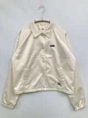 VANS バンズ ブルゾン XS アイボリー サテン チェック柄 ワンポイント ブランドロゴ ショート丈 フードなし ボタン留めのサムネイル