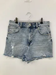 ZARA ザラ デニムパンツ USA 12 ブルー ショート・ひざ上丈 無地 スタンダード ストレート レギュラー ヴィンテージ クラッシュ・ダメージ