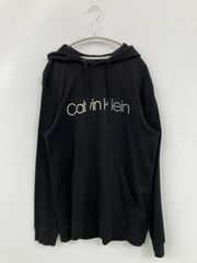 Calvin Klein カルバンクライン パーカー M ブラック 無地 前面プリント ブランドロゴ プルオーバー 長袖