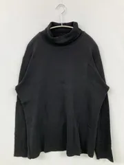 UNIQLO ユニクロ Tシャツ/カットソー XL ブラック 無地 ミドル丈 長袖 タートルネック/ハイネック