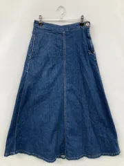 デニムスカート F ブルー ロング・マキシ丈 フレア ウエストゴム・紐