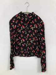 ZARA ザラ シャツ/ブラウス XS ブラック その他総柄 ミドル丈 長袖 レギュラーカラー