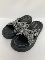 Fashion ファッション サンダル 39 ブラック ラバー/EVA リボン その他総柄 フラット 厚底 ～3cm ストラップなし スリッパサンダル