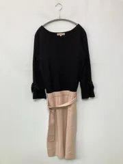 Apuweiser-riche アプワイザーリッシェ ワンピース 2 ブラック ナイロン コットン 無地 半端袖 ひざ丈 リボン タイト