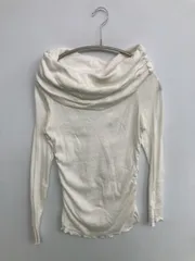 ZARA ザラ Tシャツ/カットソー M ホワイト 無地 オフショルダー 長袖