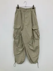 ZARA ザラ カーゴパンツ USA XS ベージュ フルレングス ナイロン 無地 ワイド・ルーズ テーパード レギュラー ウエストゴム・紐