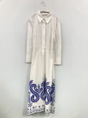 ZARA ザラ シャツワンピース L ホワイト 無地 刺繍 長袖 ロング・マキシ丈