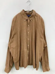RALPH LAUREN GOLF シャツ/ブラウス XL ブラウン コットン チェック柄 ミドル丈 長袖 ボタンダウン