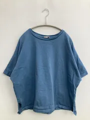 ZARA ザラ Tシャツ/カットソー USA XL ブルー 無地 ショート丈 クルーネック(丸首) 半袖