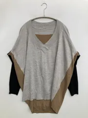 AZUL by MOUSSY アズールバイマウジー ニット/セーター M グレー ニット 無地 ミドル丈 長袖 Vネック