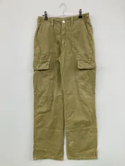 ZARA ザラ カーゴパンツ USA 2 カーキ フルレングス 無地 コットン スタンダード ストレート レギュラー