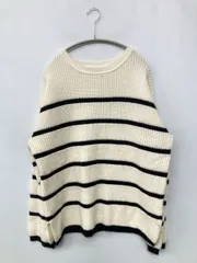 BARNYARDSTORM バンヤードストーム ニット/セーター F アイボリー ナイロン ボーダー柄 ミドル丈 長袖 クルーネック(丸首)