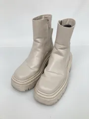 ZARA ザラ ブーツ 36 アイボリー 合成皮革/人工皮革 無地 ラウンドトゥ ミドル ジップアップ 厚底