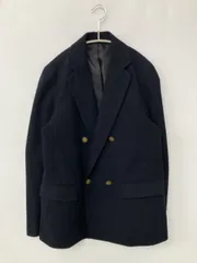 UNIQLO ユニクロ テーラードジャケット S ネイビー ナイロン ウール・ニット 無地 ミドル丈 フードなし ダブル