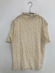 Tシャツ/カットソー M アイボリー 無地 ミドル丈 半袖 タートルネック/ハイネック