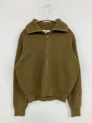 UNIQLO ユニクロ ニット/セーター M カーキ コットン 無地 ショート丈 長袖 Vネック