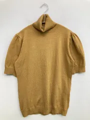 ニット/セーター M ブラウン ナイロン ウール・ニット 無地 ミドル丈 タートルネック/ハイネック 半袖