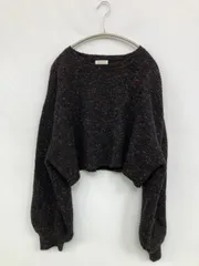 apres jour mignon アプレジュールミニョン ニット/セーター F ブラック ウール・ニット 長袖 ショート丈 無地 クルーネック(丸首)