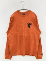 BACK NUMBER バックナンバー Tシャツ/カットソー L オレンジ ワンポイント 刺繍 ミドル丈 長袖 クルーネック(丸首)
