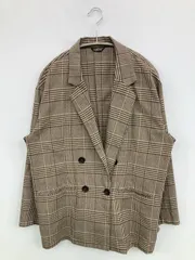 SUREVE シュリーブ テーラードジャケット L ブラウン コットン チェック柄 ミドル丈 ダブル フードなし