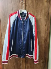 ザラ バイカラー ブルゾン アウター ネイビー/レッド/白