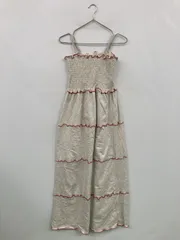 ワンピース ONE グレー コットン 無地 フリル 袖なし ロング・マキシ丈 ティアード