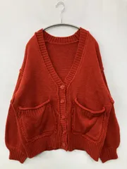 And Search カーディガン/ボレロ M レッド 無地 ミドル丈 長袖