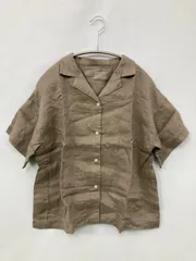 無印良品 ムジルシリョウヒン シャツ/ブラウス XS-S ブラウン 無地 半袖 ミドル丈 オープンカラー
