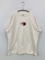 FILA フィラ Tシャツ/カットソー F ホワイト 前面プリント ブランドロゴ ミドル丈 半袖 クルーネック(丸首)