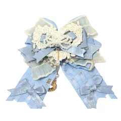 姫系 森ガール 花飾りゴスロリ 地雷系 ゴシック 髪飾り 萌え系 おしゃれ レース エレガント パール プレゼント デート ヘアアクセサリー ギャル系 コスプレ ヘアピン 量産型 蝶結び デート 原宿系 ロリータ風 (ブルー)