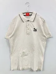 PUMA プーマ ポロシャツ S ホワイト 無地 ワンポイント ライン柄 半袖