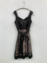 Dellise Noir ドレス 11AR ブラック 花柄・ボタニカル柄 レース リボン 袖なし ひざ丈 フレア