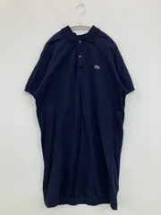 LACOSTE ラコステ ワンピース 36 ネイビー コットン 無地 ワンポイント ひざ丈 半袖 タイト