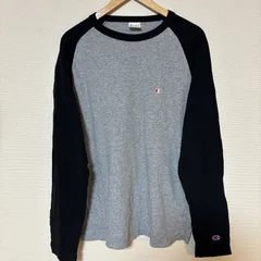 ビックサイズ◎(^w^)b Champion チャンピオン ラグラン ロンT グレー×ブラック 灰色 黒 ベースボールT 長袖 トップス バイカラー 綿100% ストリート アメカジ 古着 カジュアル メンズ サイズLL  OM10814YS