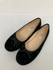 one after another NICE CLAUP ワンアフターアナザーナイスクラップ バレエシューズ M ブラック ベロア リボン ラウンドトゥ