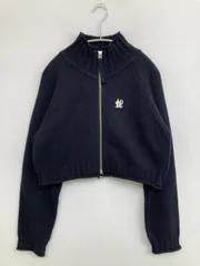 Heather ヘザー ニット/セーター F ネイビー ナイロン 無地 ワンポイント 長袖 ショート丈 タートルネック/ハイネック