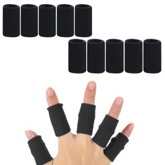 【特価商品】ガード 指関節 突き指 左右兼用 指関節 固定用 セット バスケ 10本 テニス 手指保護フィンガー スポーツ 登山 サポーター 作業 指 男女兼用 サムコス (ブラック)